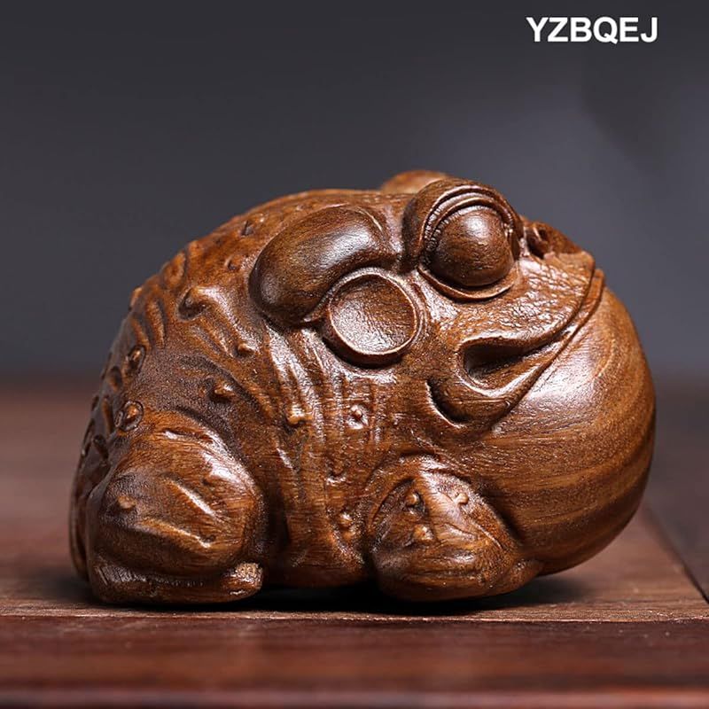 YZBQEJ ミニチュア木彫り 銭蛙 蟾蜍 カエル 風水 5cm 開運 置物 NEXPOTALLINN_EU