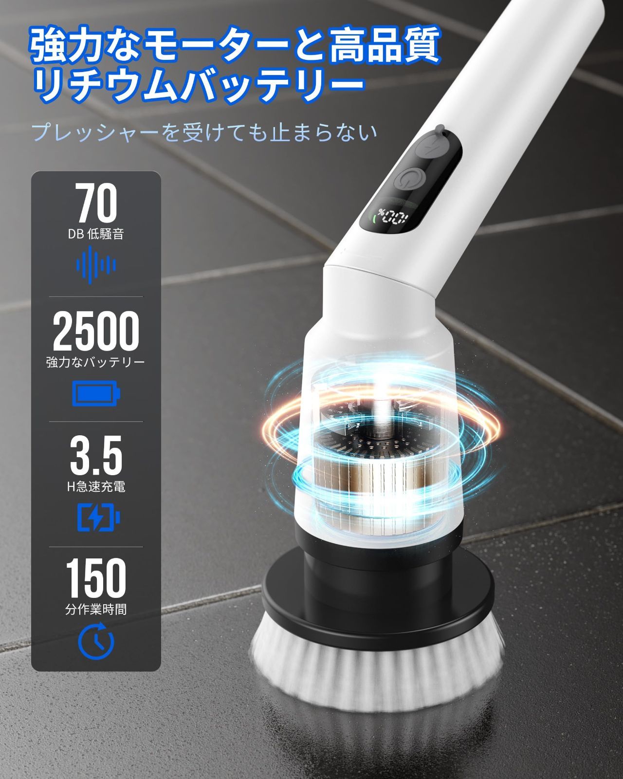 120°と180°二つの角度調整 3段階速度