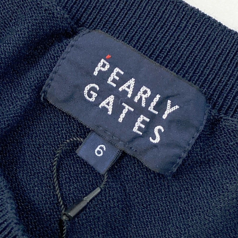 サイズ：６ PEARLY GATES パーリーゲイツ 2022年 2170201 薄手 丸首セーター  ネイビー系 [240002007566] ゴルフウェア メンズ ストスト サイズ：6 PEARLY GATES パーリーゲイツ 2022年 2170201 薄手