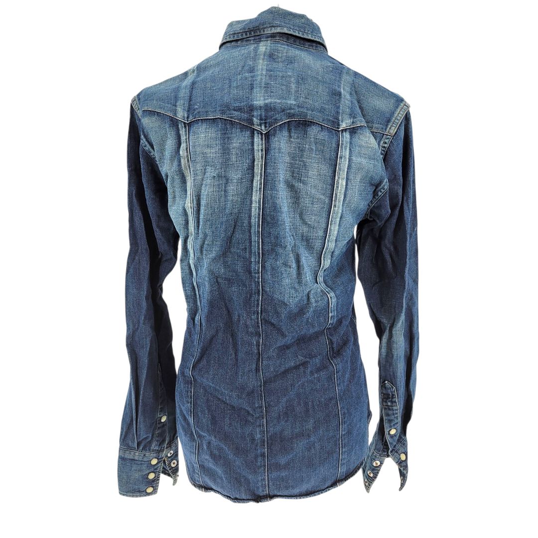 訳あり】AKM エイケイエム デニムシャツ 長袖 S コットン100