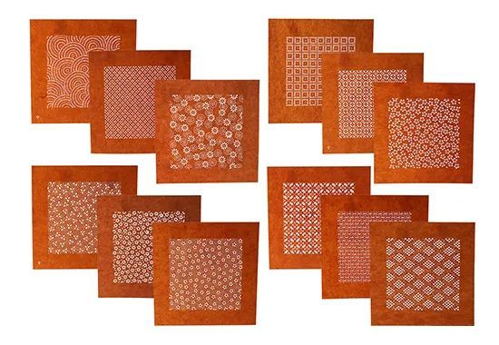伊勢型紙 染め型紙 今坂千秋 15×15cn(彫り面積10×10cm)12種類セット