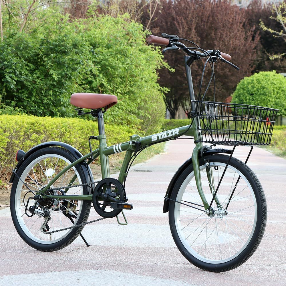 折りたたみ自転車 折り畳み自転車 シマノ6段変速 20インチ カゴ