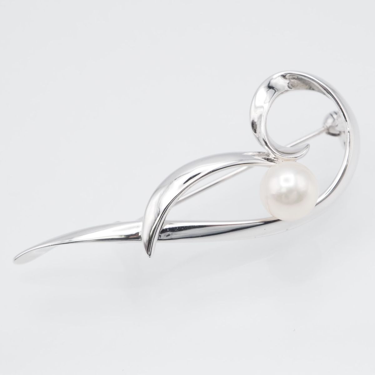 C761 本真珠 7.3mm珠 パール SILVER刻印 ブローチ デザイン シルバー コサージュ 6月誕生石