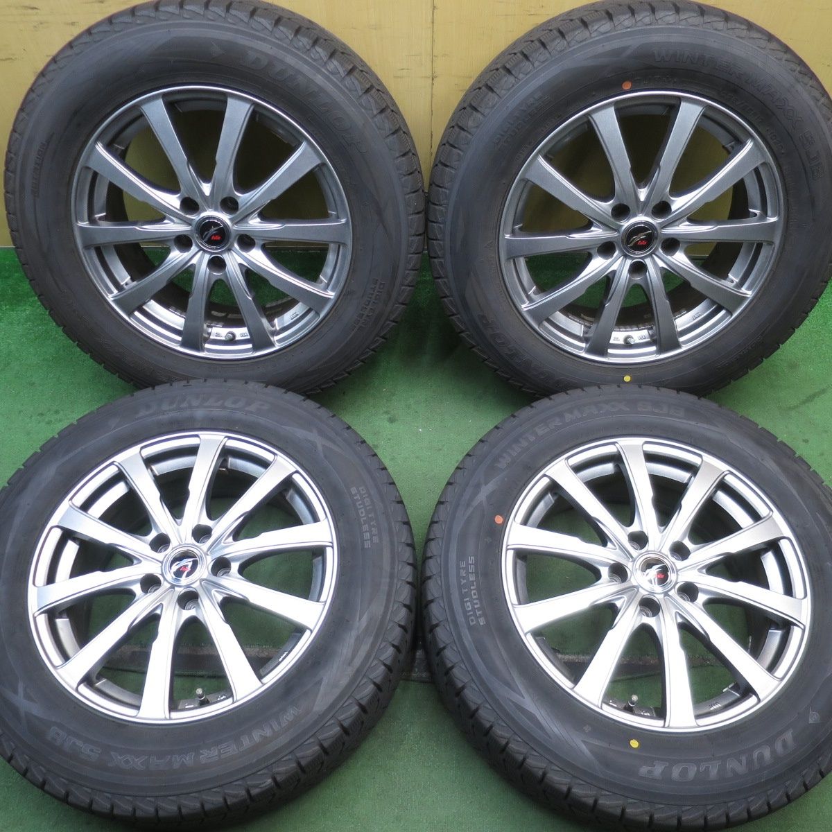 バリ溝 21年 キレイ 9.5分 スタッドレス 225 65R17 ダンロップ ウインターマックス SJ8 Fang ファング 17インチ PCD114.3 5H 5091903NJス