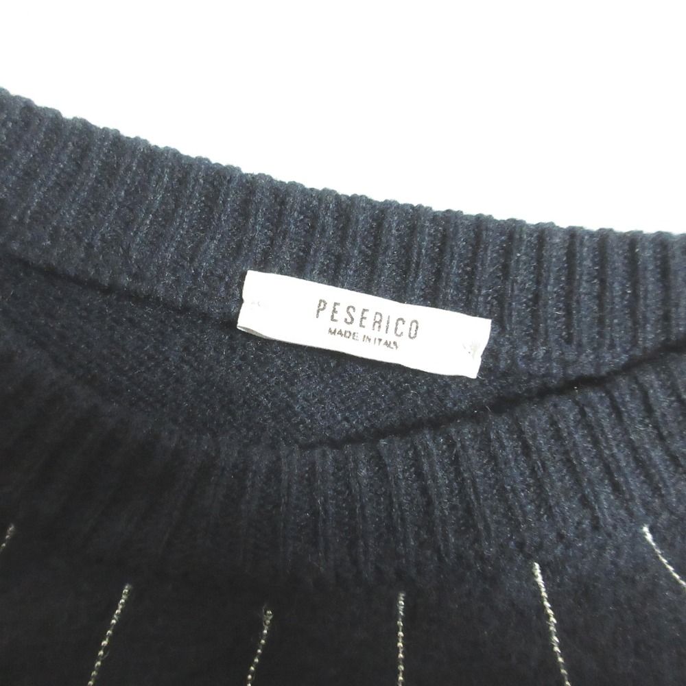 美品 PESERICO ペセリコ シルク×カシミヤブレンド モニーレ装飾 パフスリーブ プルオーバー ニット セーター 38 ネイビー レディース  古着 中古 USED - メルカリ
