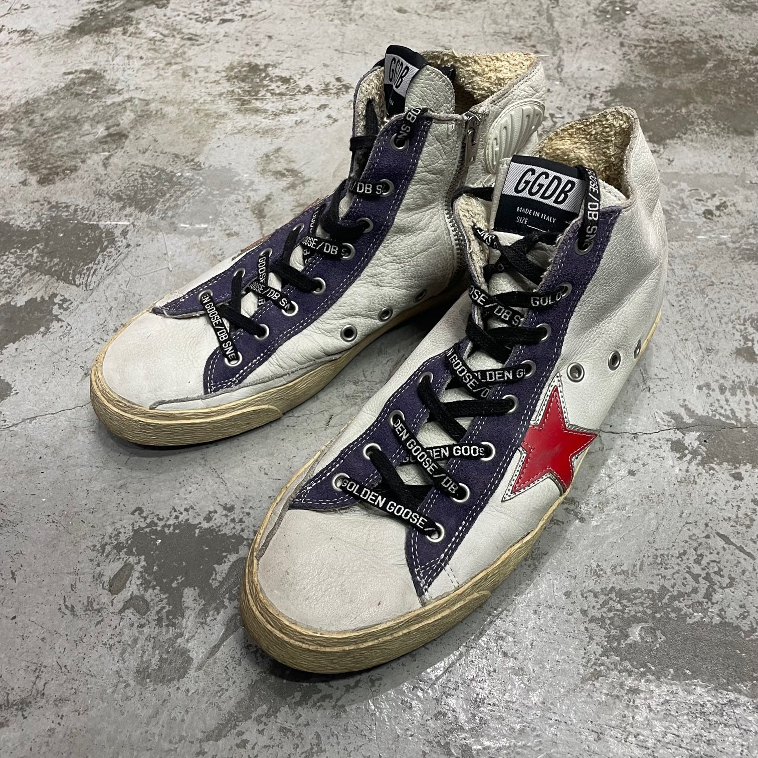 GOLDEN GOOSE サイドジップ レザー ハイカット スニーカー ゴールデングース 42 75010A1