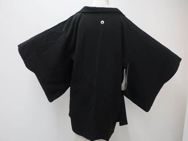 一輝堂】リサイクル着物 黒羽織 一つ紋 花菱文 羽織紐別売り