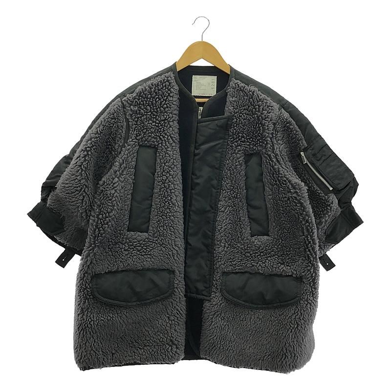 sacai / サカイ | 2022AW | Faux Shearling x Nylon Twill Coat / 異