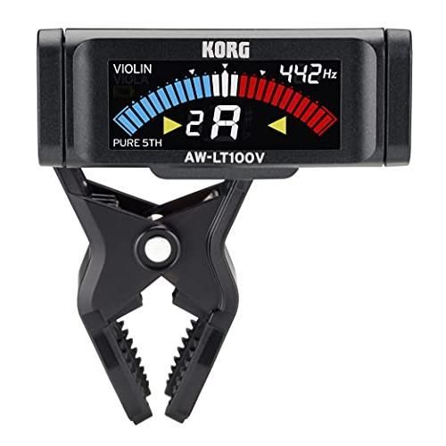 KORG 100時間連続駆動 ヴァイオリン|ヴィオラ用 クリップチューナー AW-LT100V ペグボックスに装着 純正5度対応 カラー表示 単