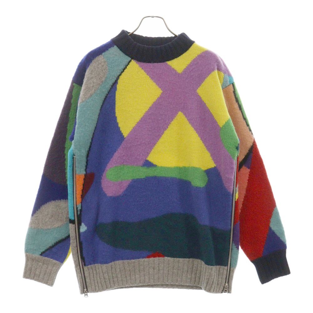 Sacai (サカイ) 21AW×KAWS Jaqcuard Knit Pullover 21-02579M ジャガード サイドジップ ニット 長袖セーター  マルチ - メルカリ