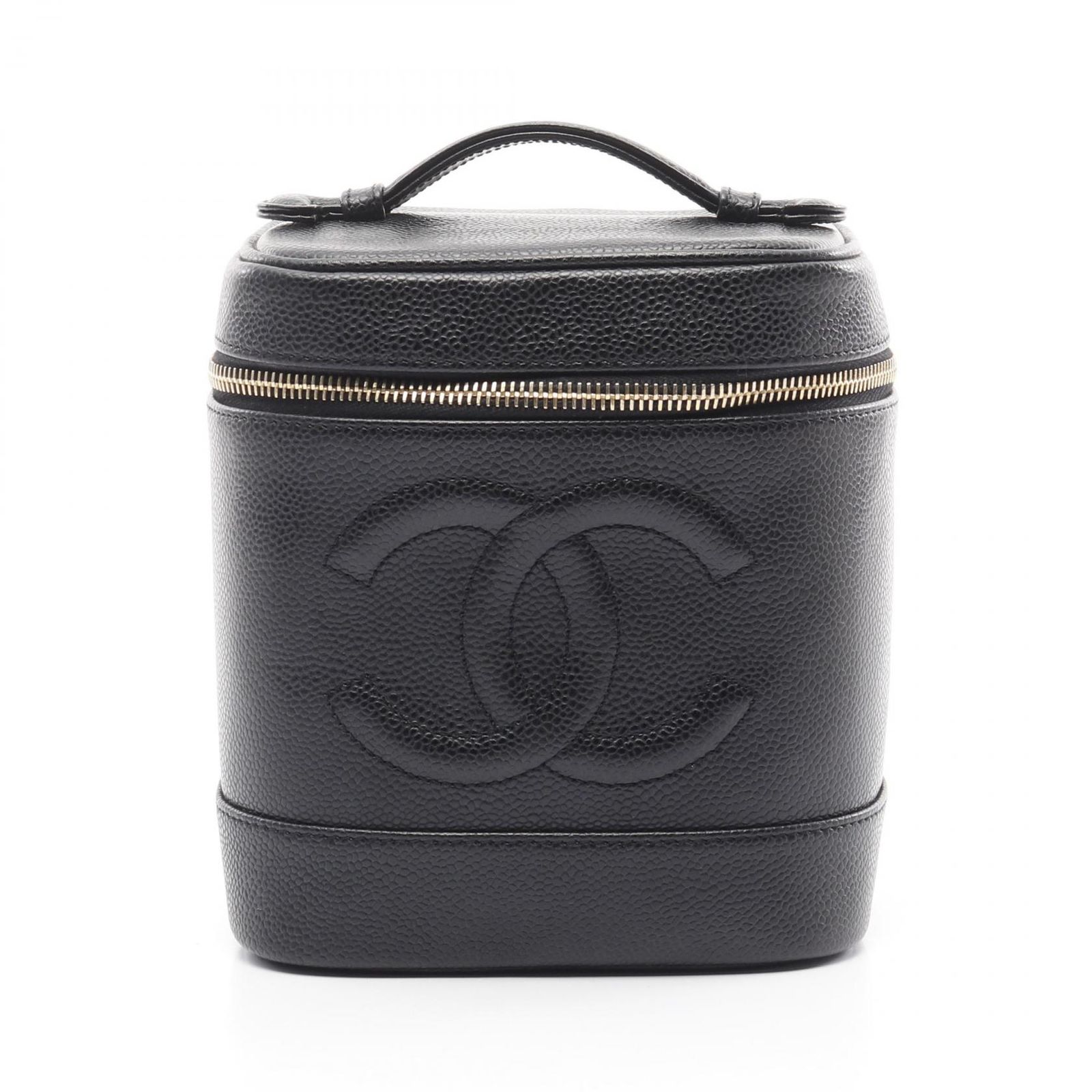 シャネル CHANEL ハンドバッグ ココマーク A01998 ブラック レザー ココマーク 縦型バニティ レディース Used A