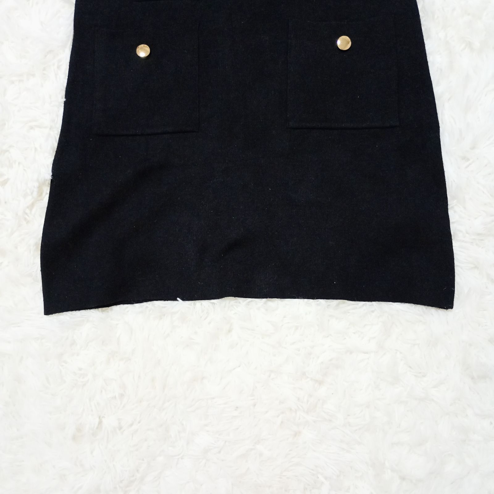 Luna's clothea ZARA ザラ ニットワンピース 黒 長袖 金ボタン