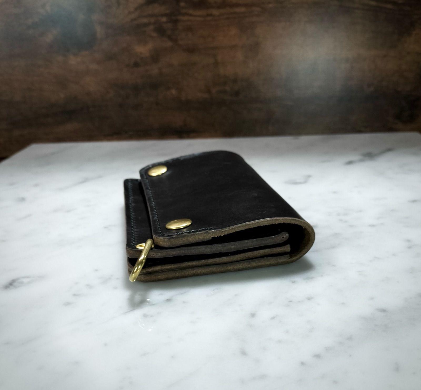 クロムエクセル　トラッカーウォレット　黒　茶心　3層　talon HORWEEN クロムエクセル トラッカーウォレット 黒 茶心 ホーウィン社