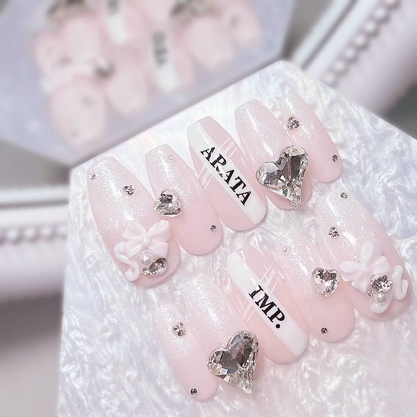 ネイルチップ オーダー白グラ 埋め尽くし ワンホンネイル ベイビー