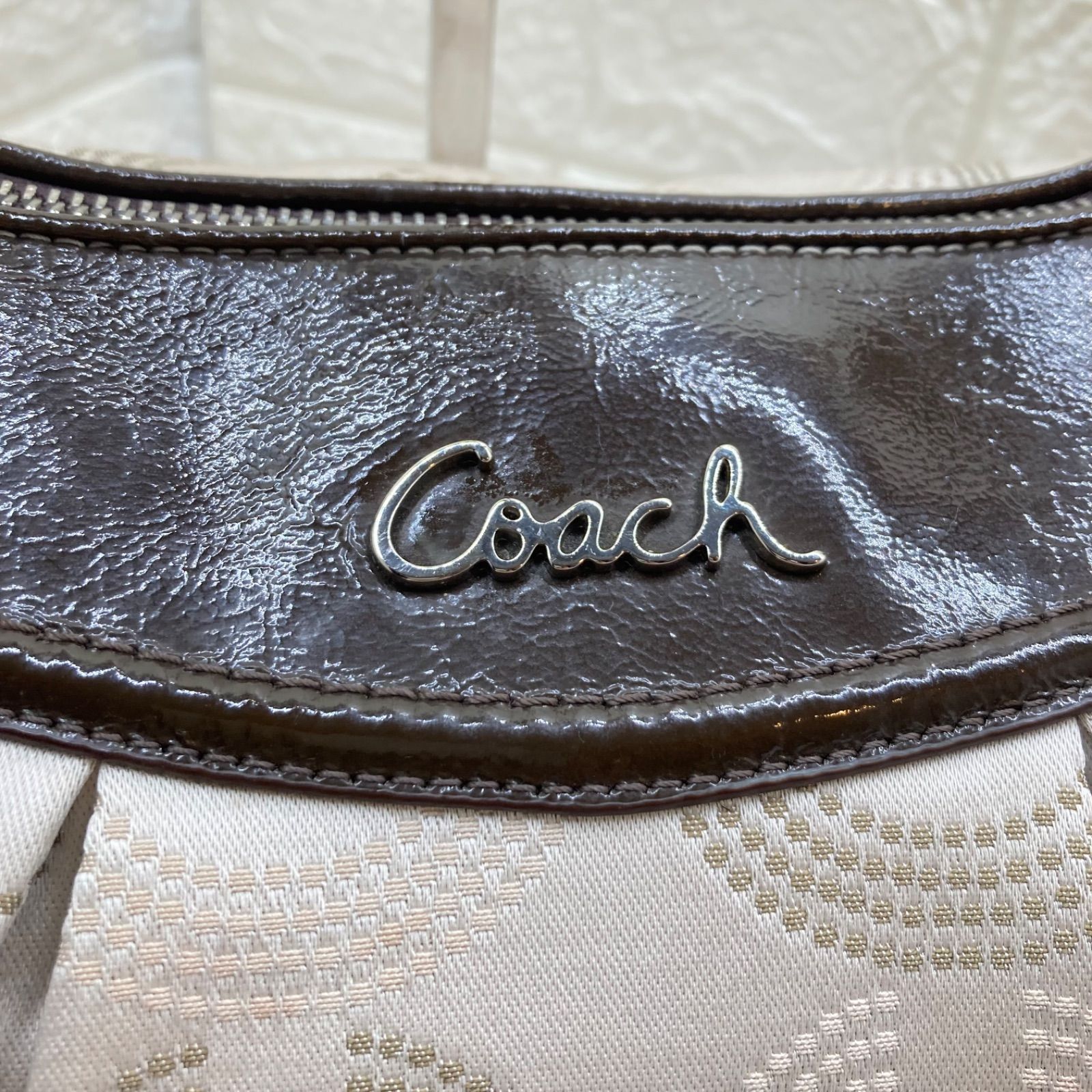 COACH ハンドバッグ F20031 極美品❣️ COACH ❣️コーチ F20031 オプアート キャンバス