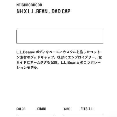 NEIGHBORHOOD NH L.L.BEAN DAD CAP 帽子 231PTLBN-HT01 - SIKI - メルカリ