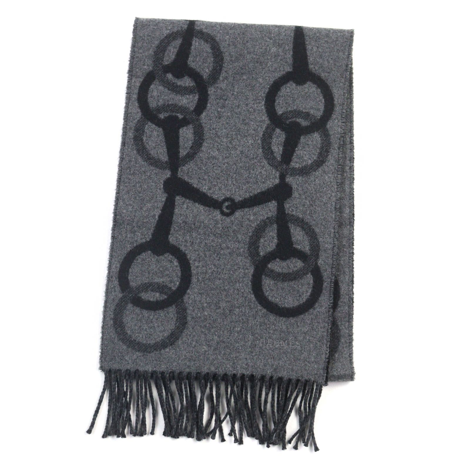 極美品　極希少　HERMES　エルメス 　ロゴマーク　H柄 　ウールマフラー 極美品極希少HERMESエルメス ロゴマークH柄 ウールマフラー