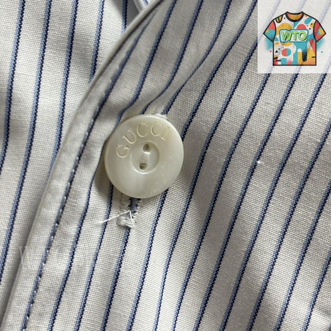 今日特価】Gucci 刺繍ストライプ コットンシャツ-2 - メルカリ