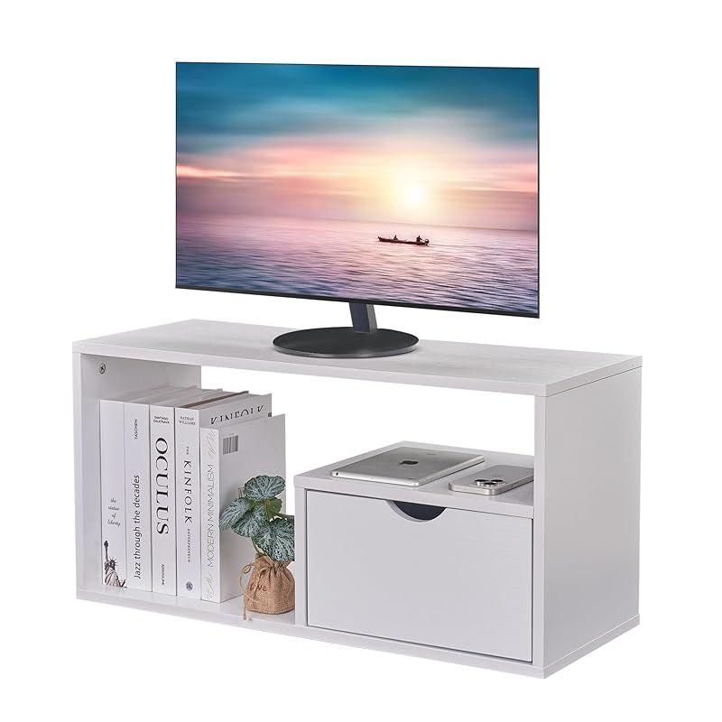 VECELO テレビ台 テレビボード ローボード24-32型推奨 幅73.2*奥行き29*高さ36.6cm 24型 26型 32型 引き出し付き オープン 組み立て簡単 おしゃれ 多用途 コンパクト ホワイト 1