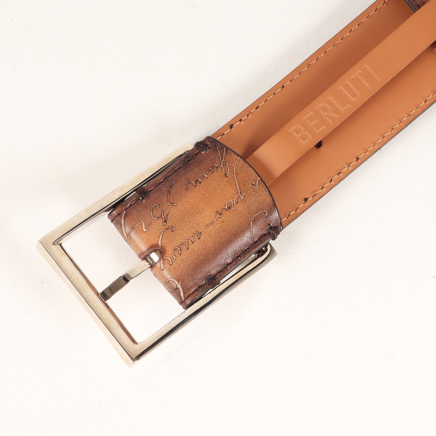イタリア製 Berluti ベルルッティ カリグラフィ レザー ベルト 36in ベルルッティ ベルト メンズ 美品 Berluti ベルルッティ ベルト サイズ