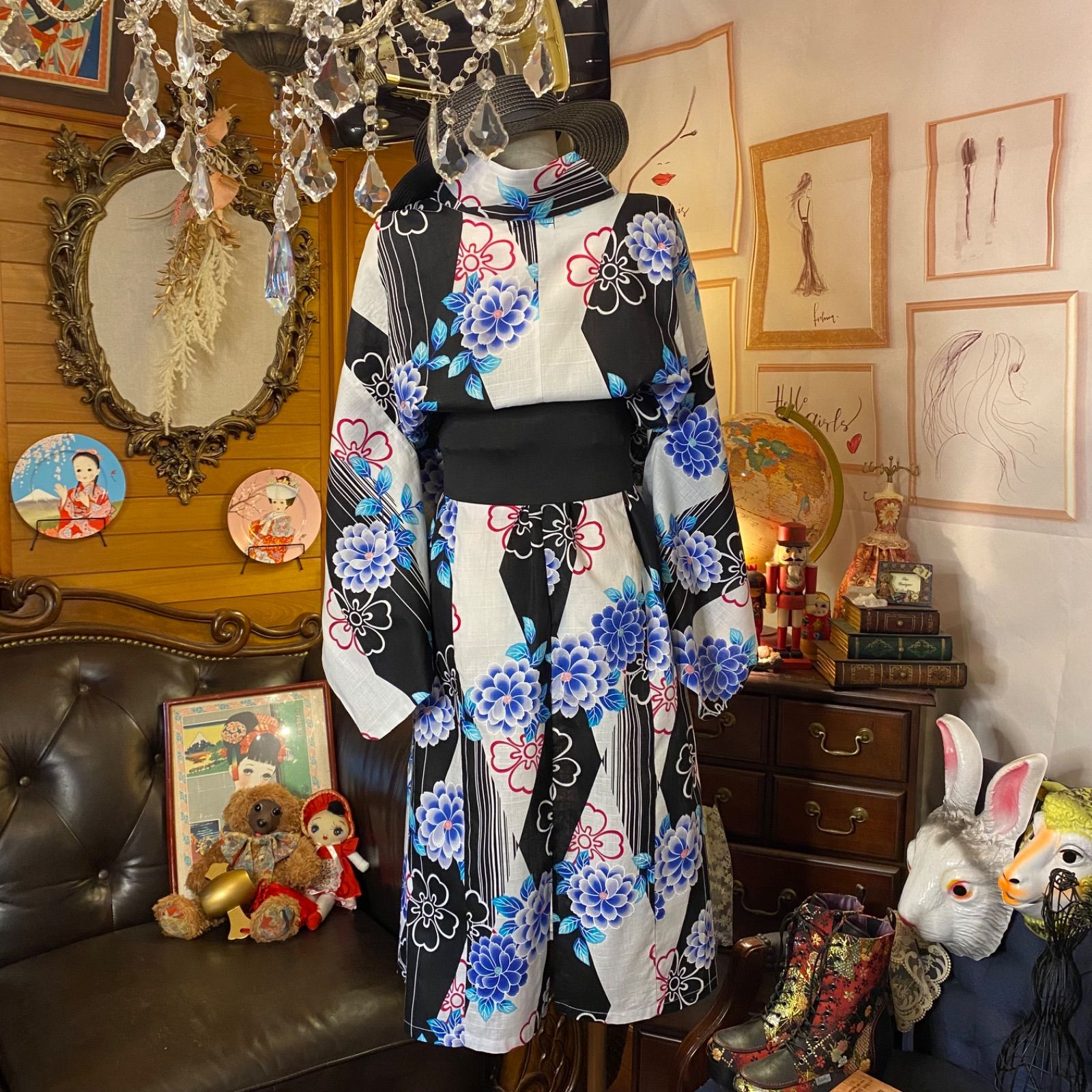 平和屋本店□夏物 浴衣 有松鳴海絞り 反物 着尺 花繋ぎ 湯のし前 綿  