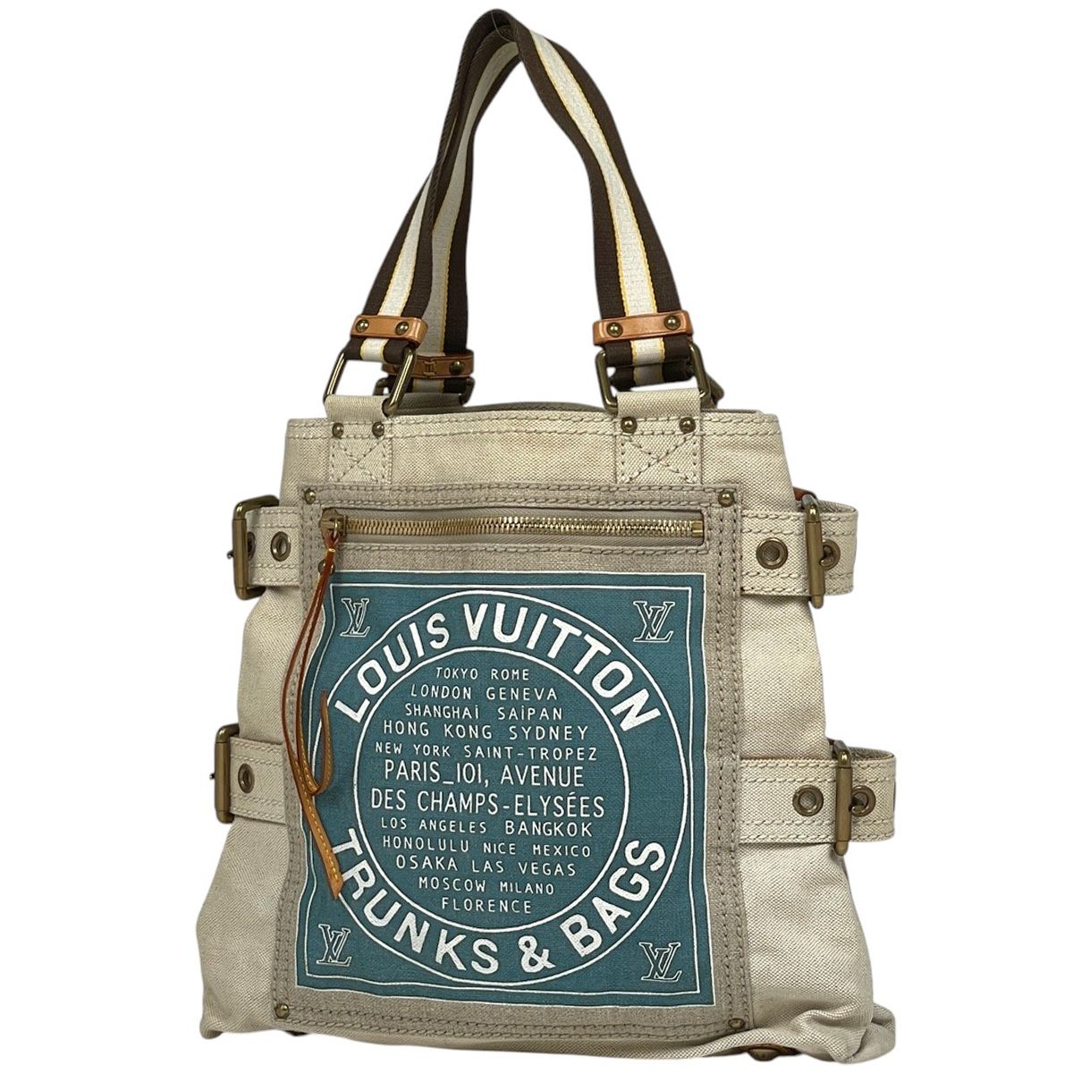 ルイ ヴィトン Louis Vuitton グローブショッパー MM クルーズライン トートバッグ キャンバス ブルー M95114 レディース