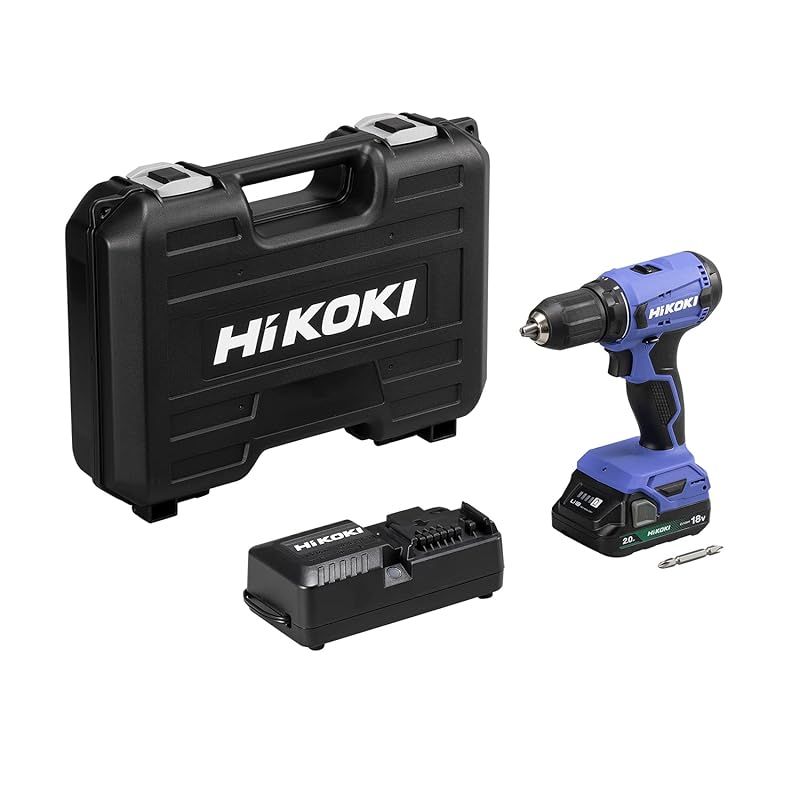 HiKOKI ハイコーキ 18V コードレス ドライバドリル チャック 2.0 13mm 20段クラッチ 2.0Ah 蓄電池×1個 充電器 ケース付 FDS18DA BG 0