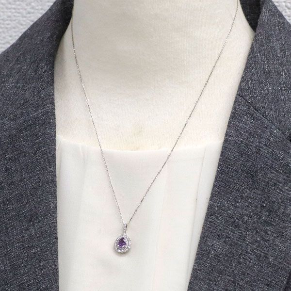 新品 Pt900/ Pt850 パープル サファイア ダイヤモンド