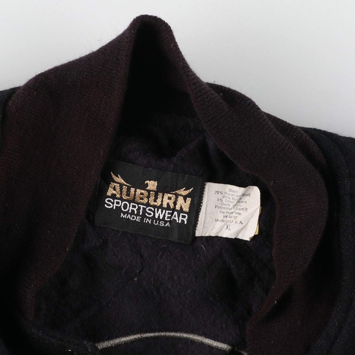 古着 オールブラックカラー 90年代 AUBURN SPORTSWEAR ウール 