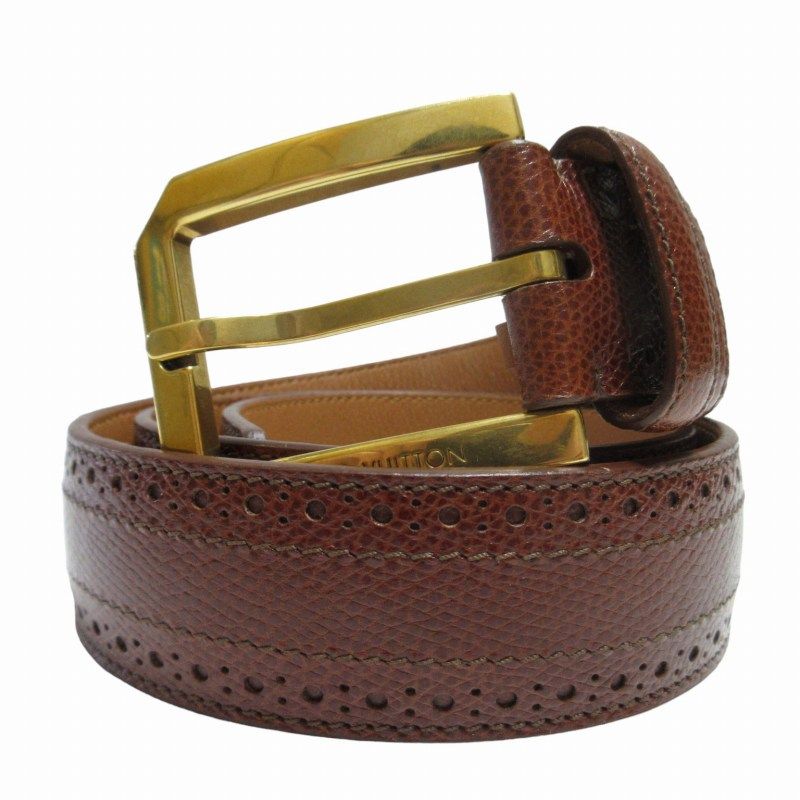 ルイヴィトン LOUIS VUITTON 美品 レザーベルト パンチング ゴールド 