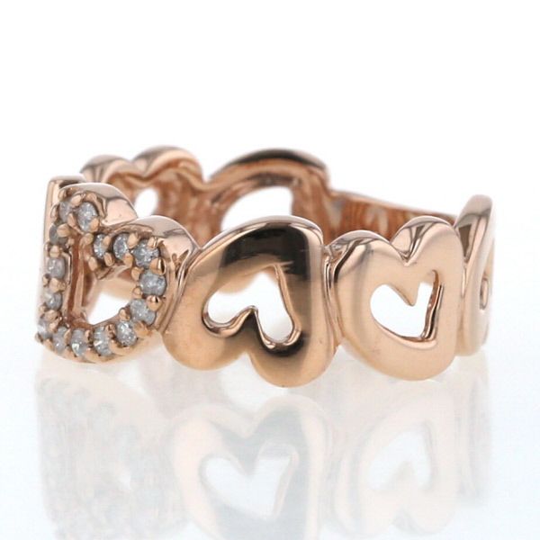 K10PG ピンクゴールド リング ダイヤモンド オープンハート 連