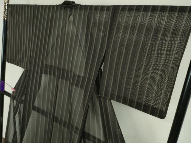 平和屋本店□希少 夏物 本場黄八丈 黒八丈 夏黄八 紗紬 間道 逸品 未  