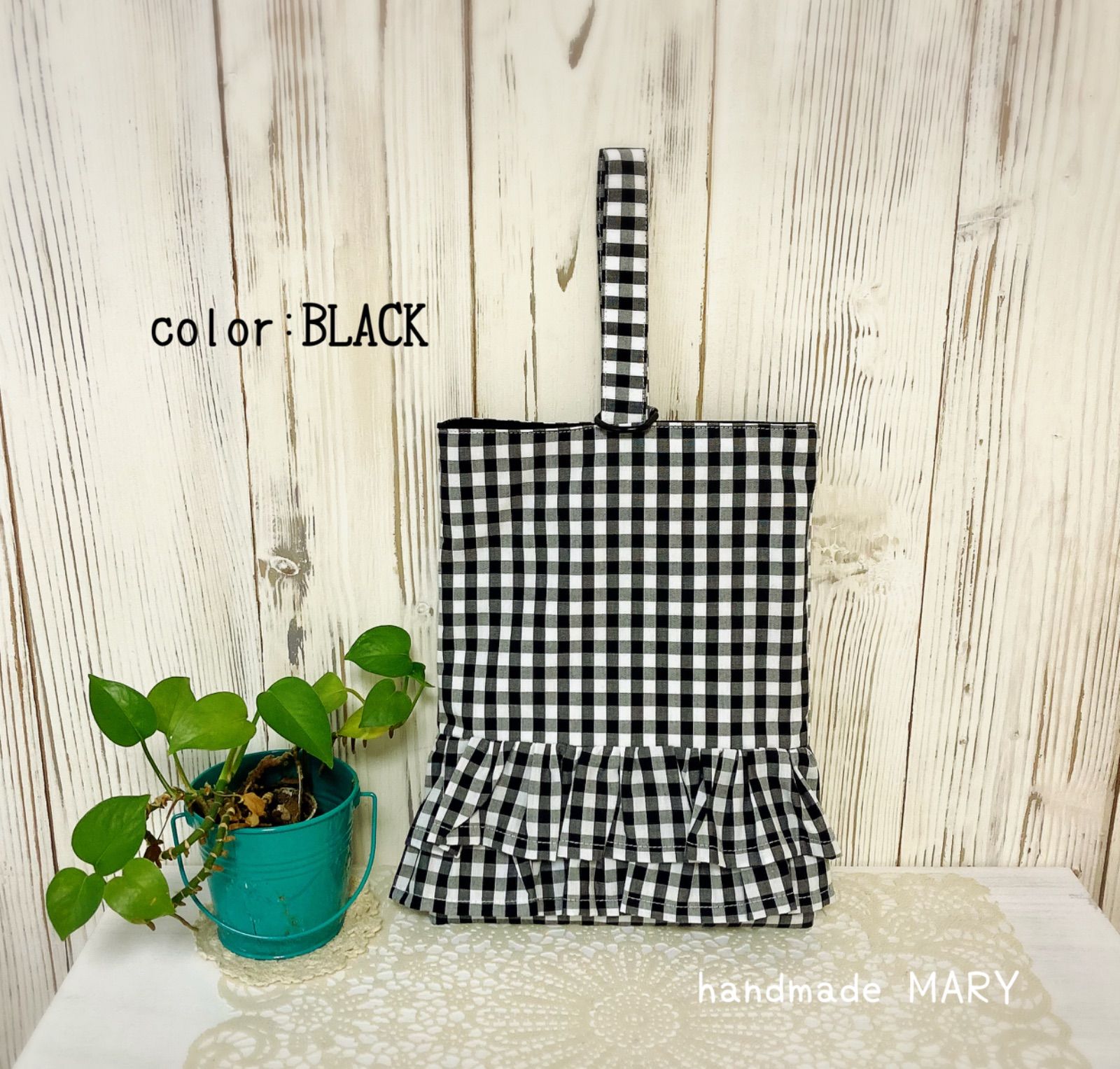 チェック柄のゆめかわレッスン・シューズ2セット　ブラック NEWチェック柄のゆめかわレッスンバッグ\u0026シューズバッグ セット