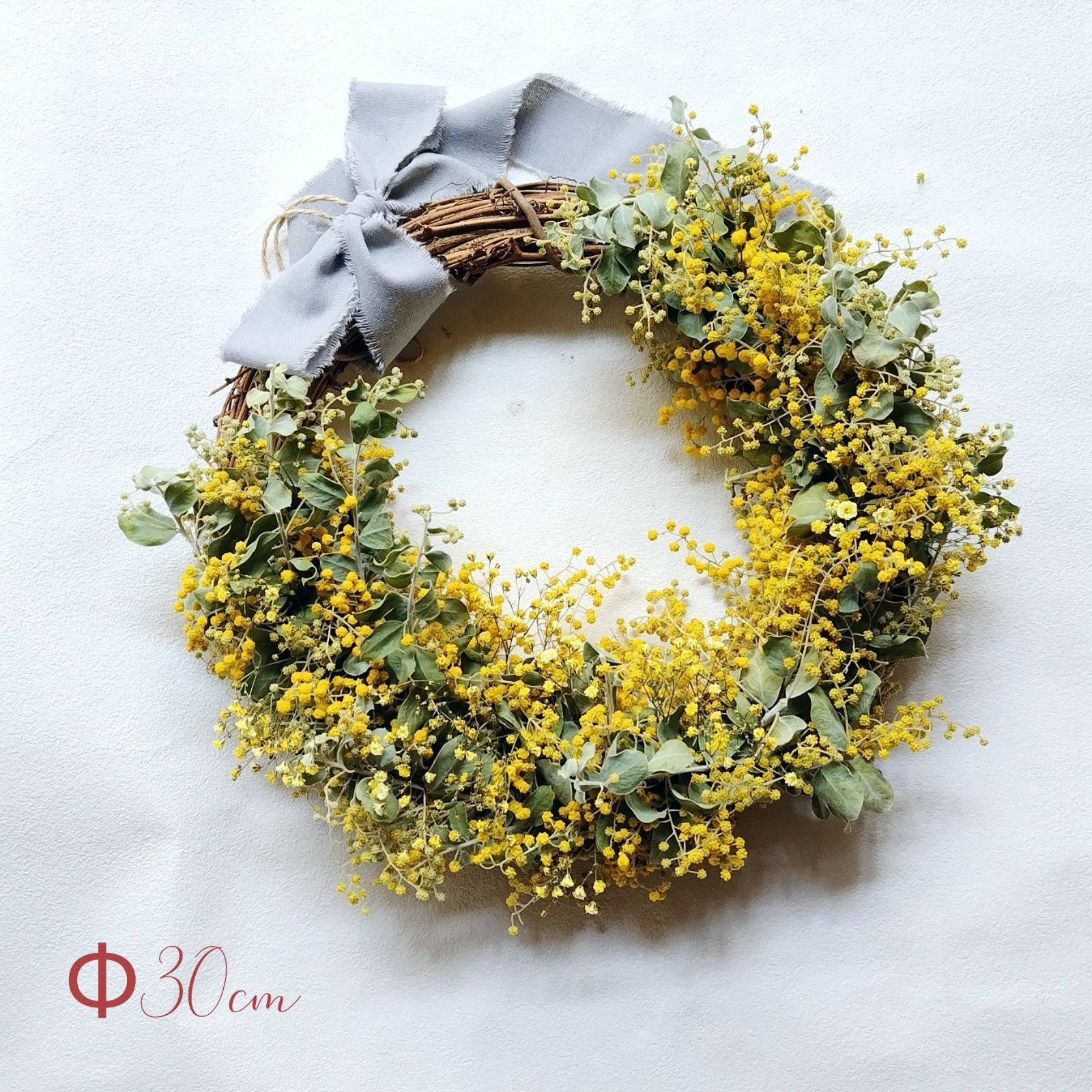 ドライフラワー リース ミモザ パールアカシア① 数量限定【60／80