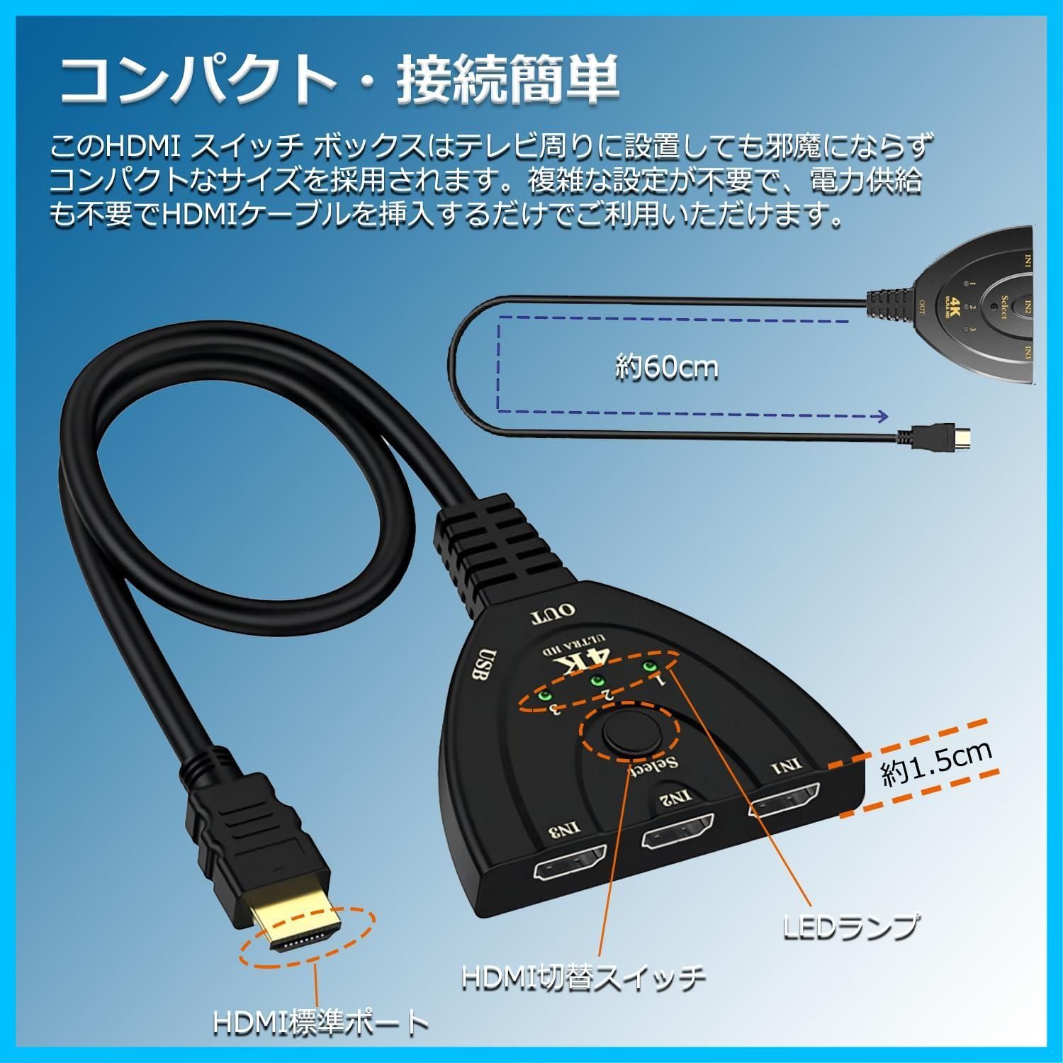 3入力1出力 切り替え器 分配器 HDMI av セレクター hdmi HDMI 増やす