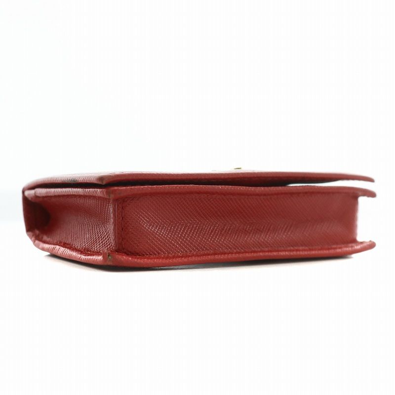 PRADA レッド 名刺入れ PRADA プラダ カードケース 名刺入れ 二つ折り レザー ロゴ
