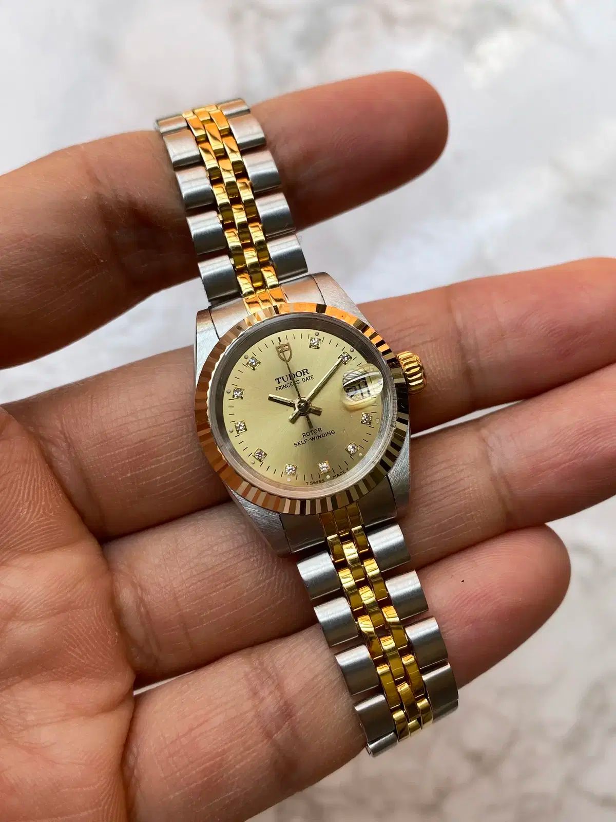 TUDOR チューダー プリンセス 金 テンポイント DATEJUST デイトジャスト コンビ 時計