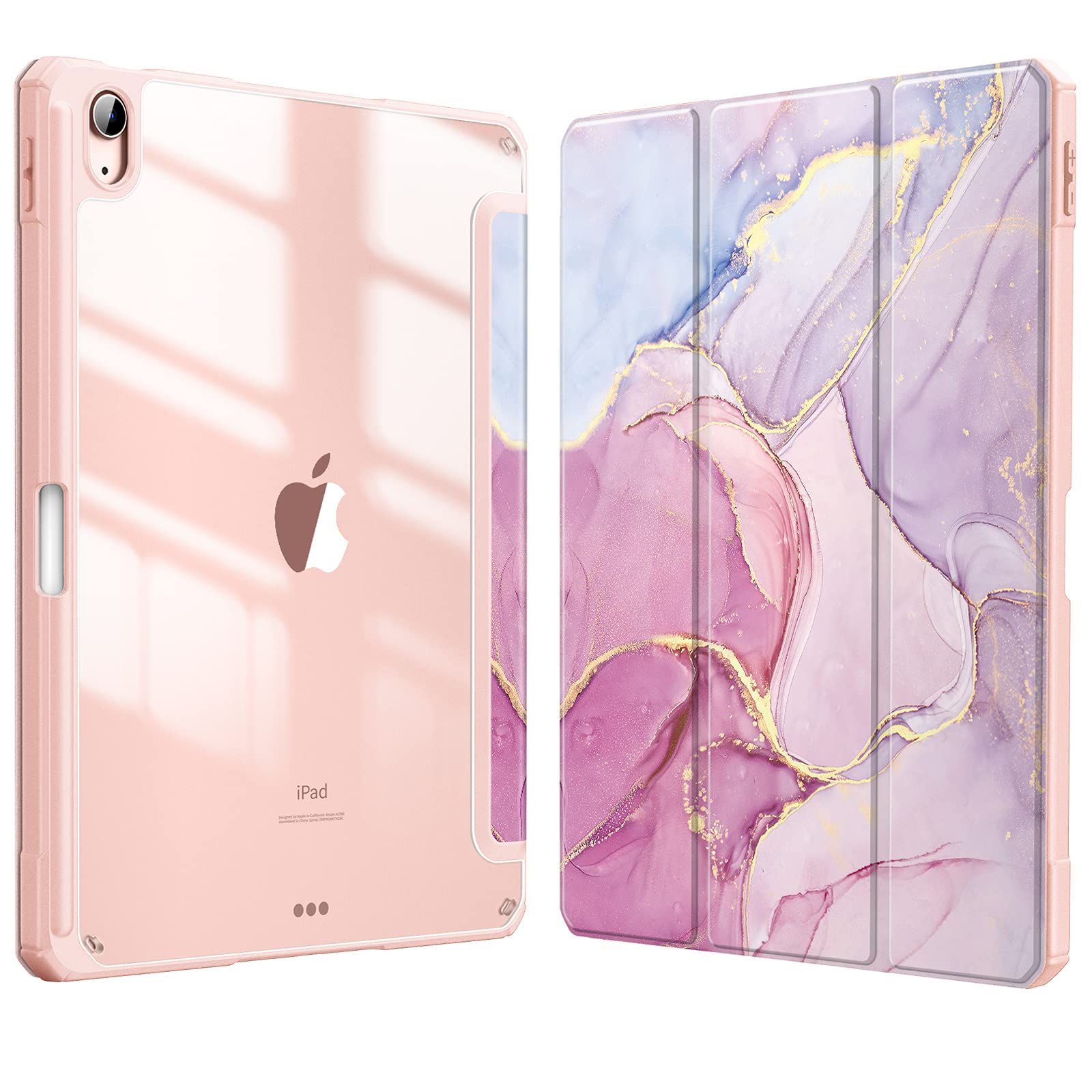 【在庫処分】第5世代(2022) / Air iPad Air iPad 第4世代(2020) スリムケース 10.9インチ用 - ハイブリッド [Pencilホルダー付き] (フィンティー) 耐衝撃性カバー クリア/透明バックシェル付き Fintie グリッ