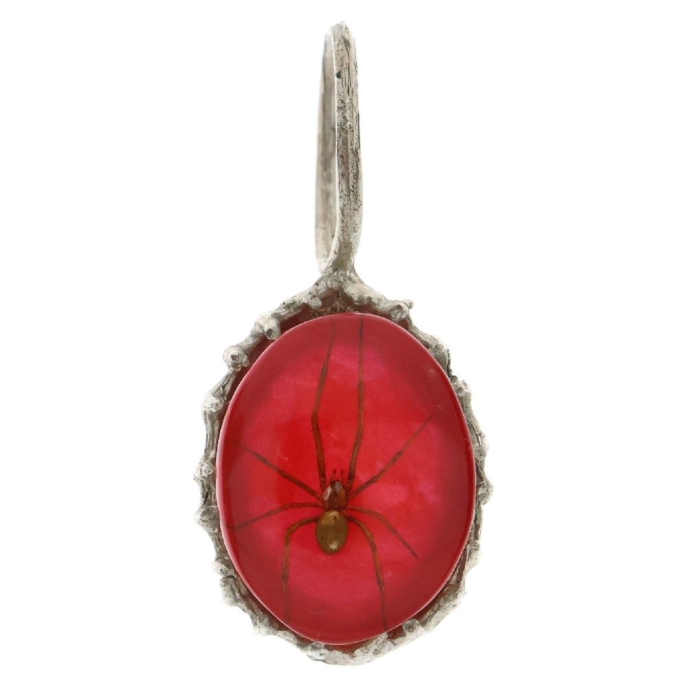 MFM エムエフエム OVAL PENDANT NECKLACE オーバル スパイダー ペンダントトップ ネックレス レッド|シルバー