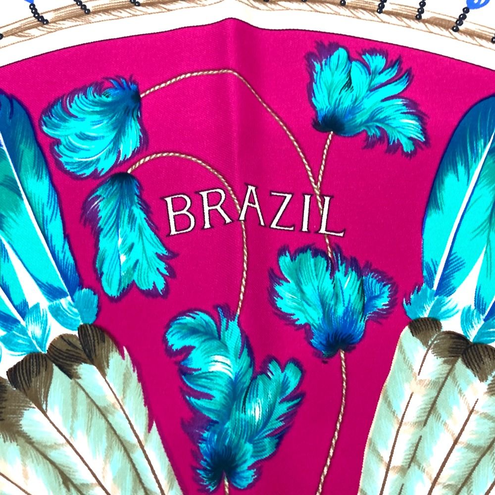 未使用 エルメス カレ90 BRAZIL ブラジル シルクスカーフ