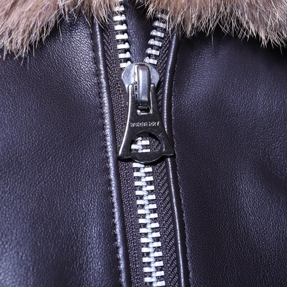 バーバリーブラックレーベル ラビットファー ラムレザー ライダースジャケット M バーバリーブラックレーベル ライダース レザー ジャケット ラビット