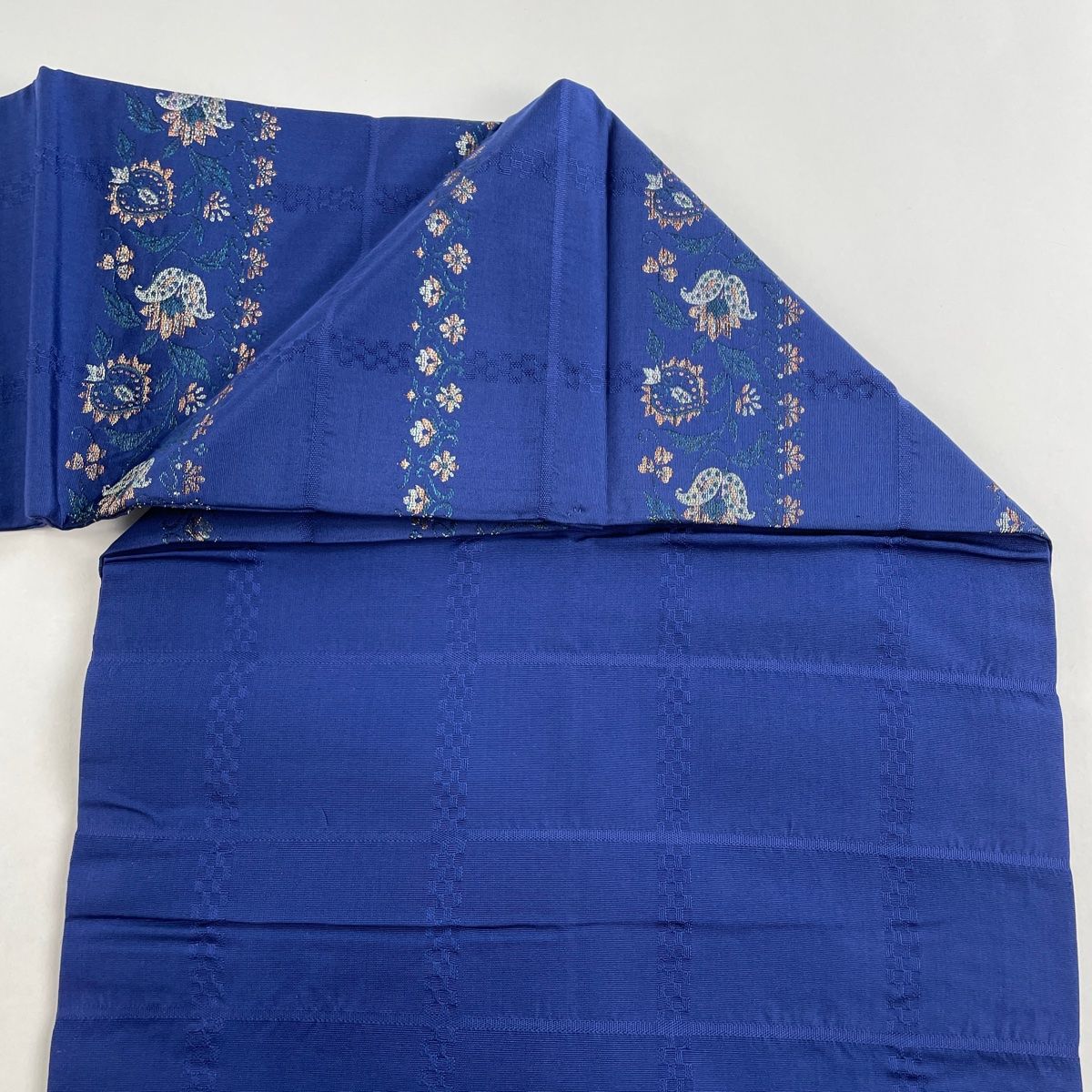 名古屋帯 美品 優品 花唐草 金銀糸 青 正絹 【中古】 - メルカリ 名古屋帯 美品 優品 花唐草 金銀糸 青 正絹 【中古】 - メルカリ