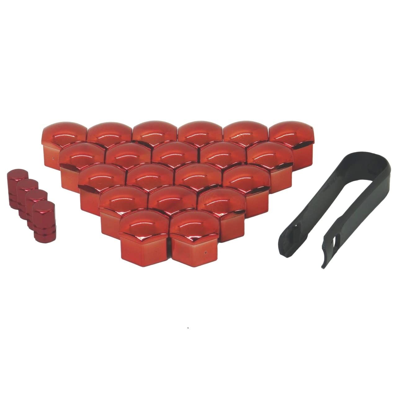 エスティーエスミチコ ホイール ナット キャップ 赤 メタリック エアバルブキャップ 付属 17 mm 5穴用