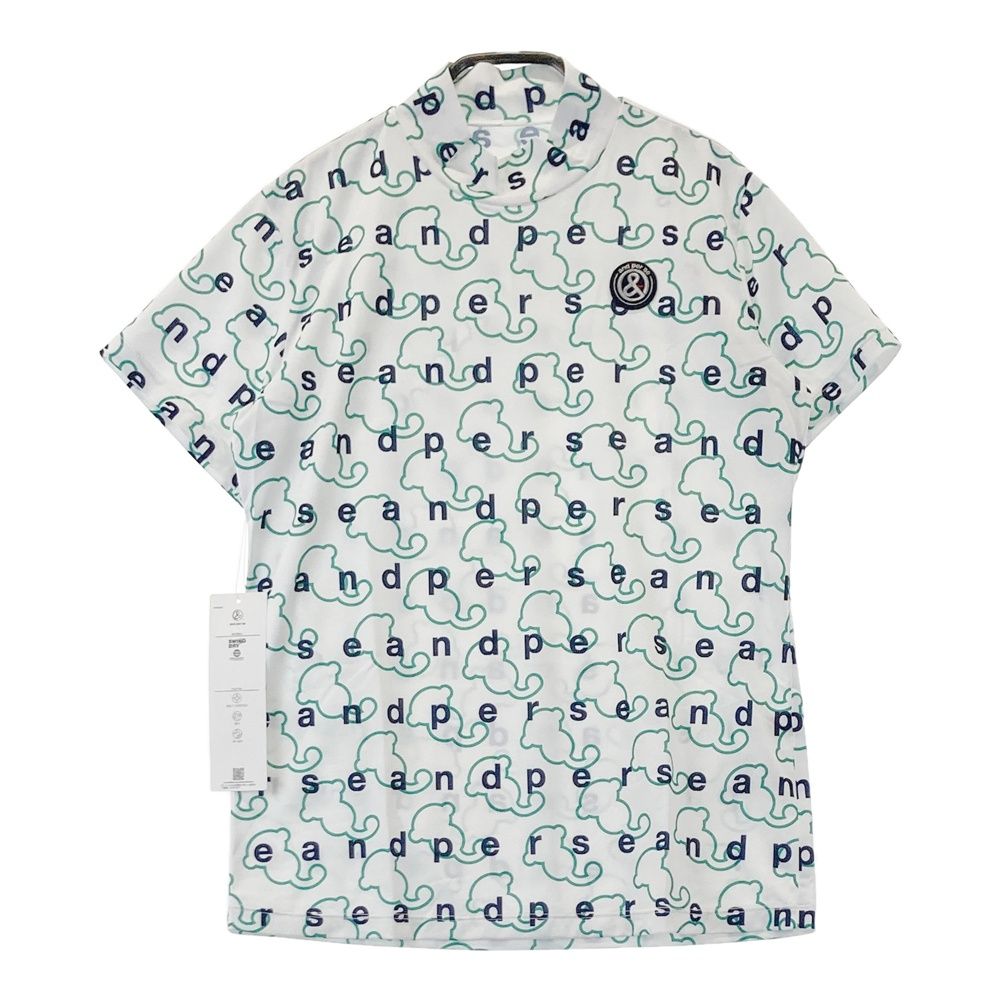 サイズ M AND PER SE アンパスィ 2025年モデル モックネック 半袖Tシャツ 総柄 ホワイト系 240101525718 ゴルフウェア レディース ストスト
