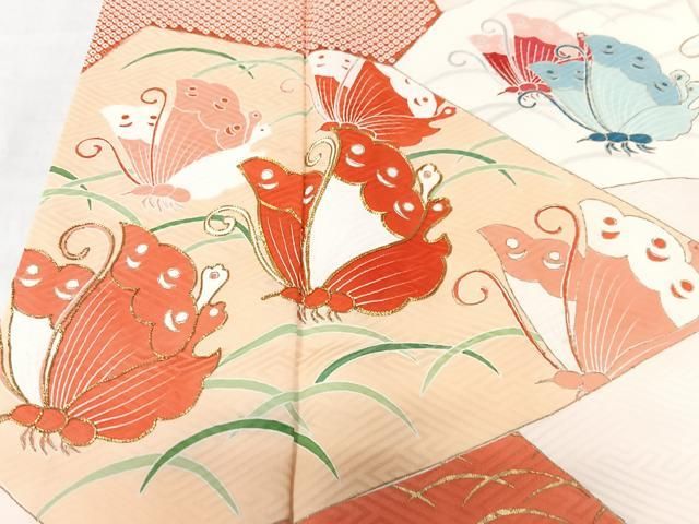 平和屋着物□豪華振袖 駒刺繍 花蝶文 金彩 正絹 逸品 CAAU6706xe