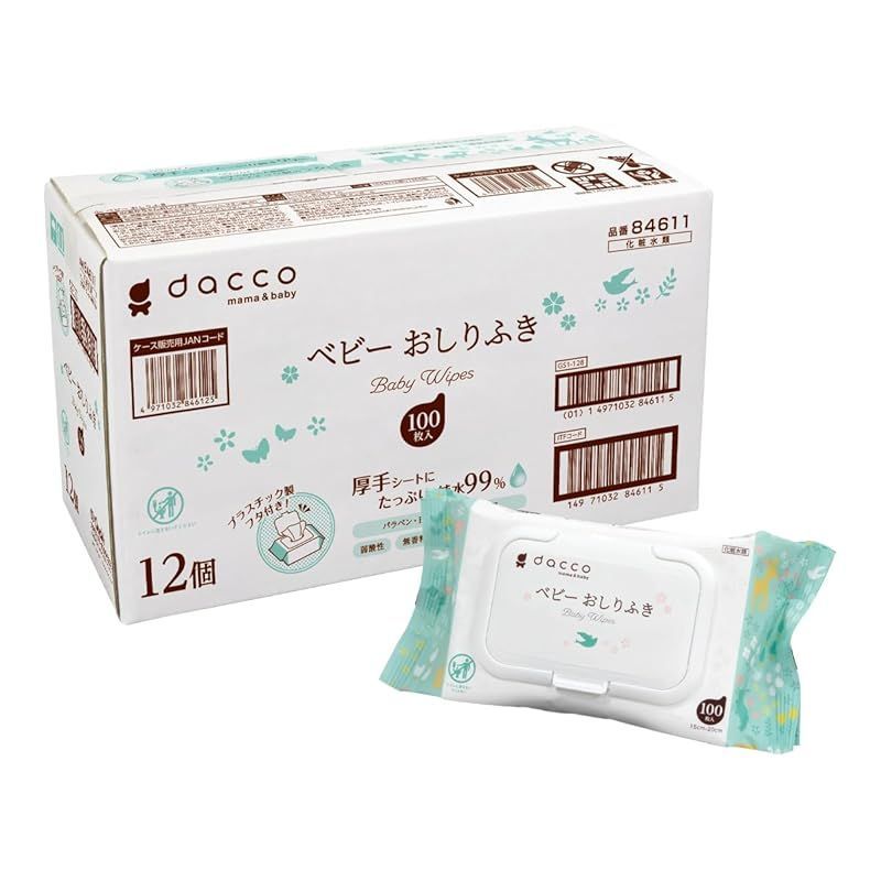 dacco(ダッコ) ベビーおしりふき ふた付 1200枚(100枚入×12個