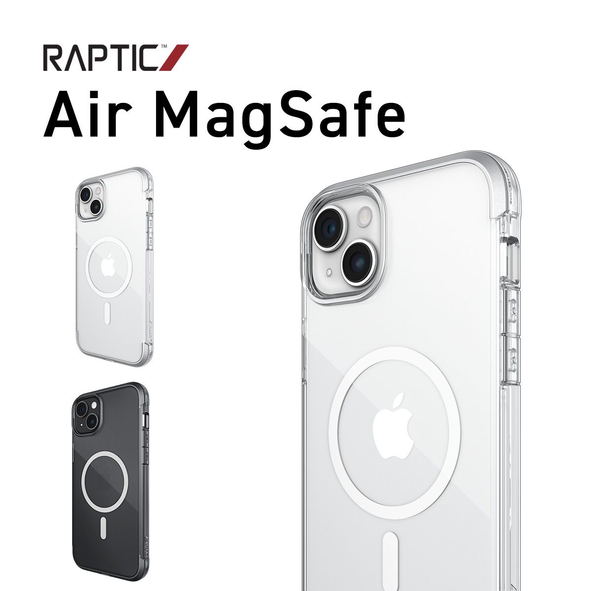 iPhone15 ケース Magsafe 対応 米軍 MIL規格 クリア 耐衝撃 アルミ フレーム カバー Apple iPhone 15 アイフォン15 対応 RAPTIC Air MagSafe