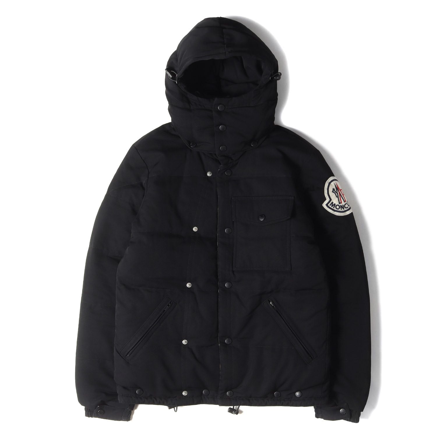 JUNYA WATANABE MAN COMME des GARCONS ジュンヤワタナベ マン コムデギャルソン 06AW MONCLER  モンクレール ビッグ アイコン ワッペン ウールギャバ ダウン ジャケット 裏迷彩 カモ ブラック 黒 SS