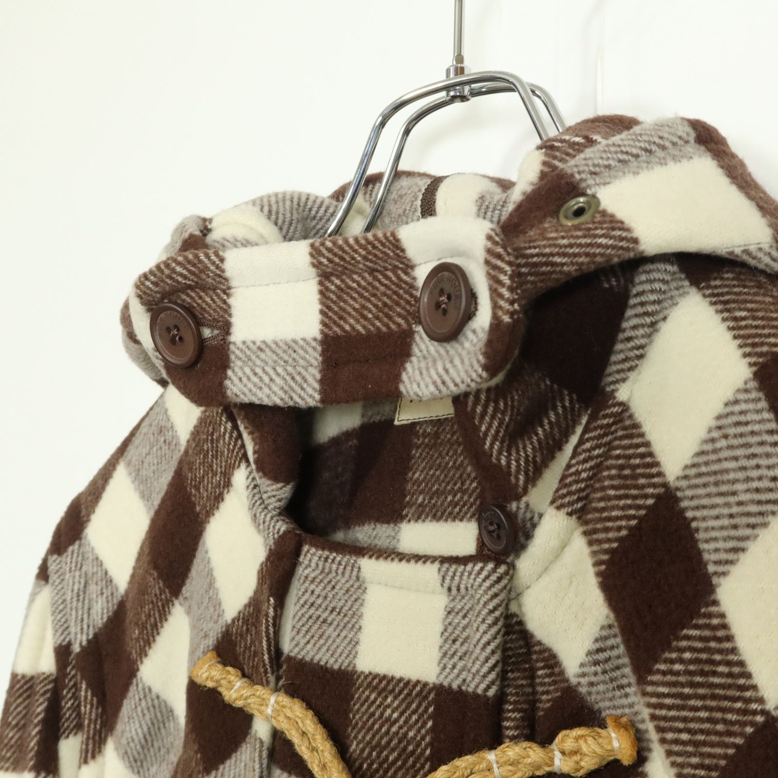 美品】ピンクハウス☆ダッフルコート フード付き 白×ブラウン系