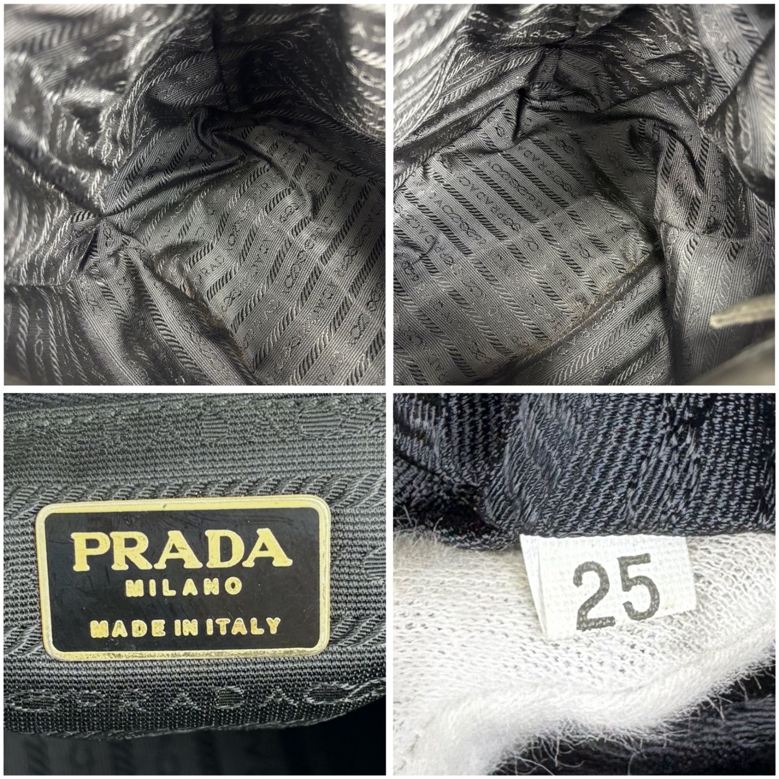 プラダ PRADA 巾着型 ミニショルダーバッグ ビーズロゴ タッセル 